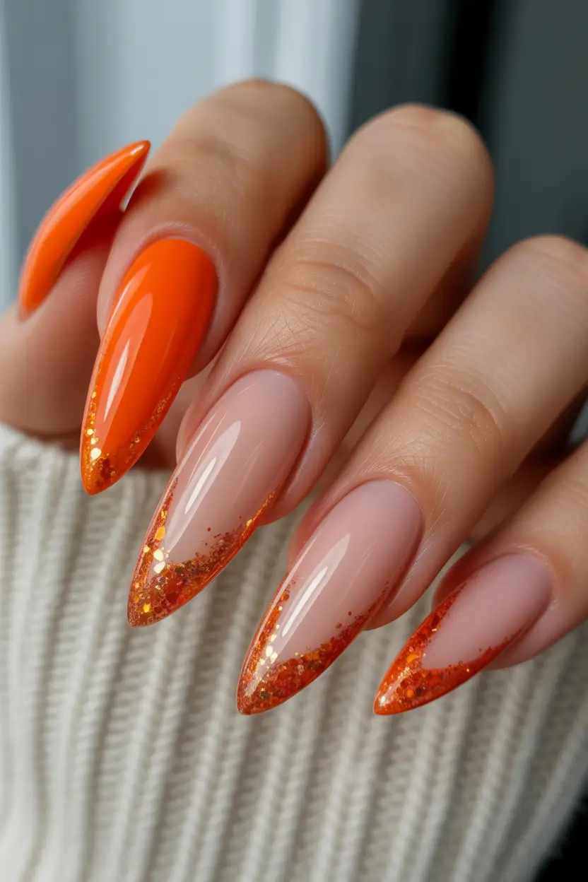 fall into winter 2025 nail ideas Fiery Autumn Tips