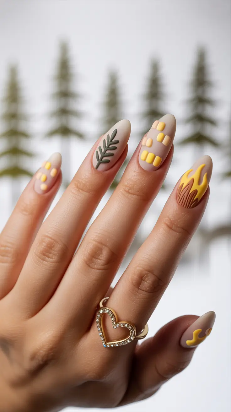 Fall Nails with 3D Effects 2025 Abstract Harvest Vibes