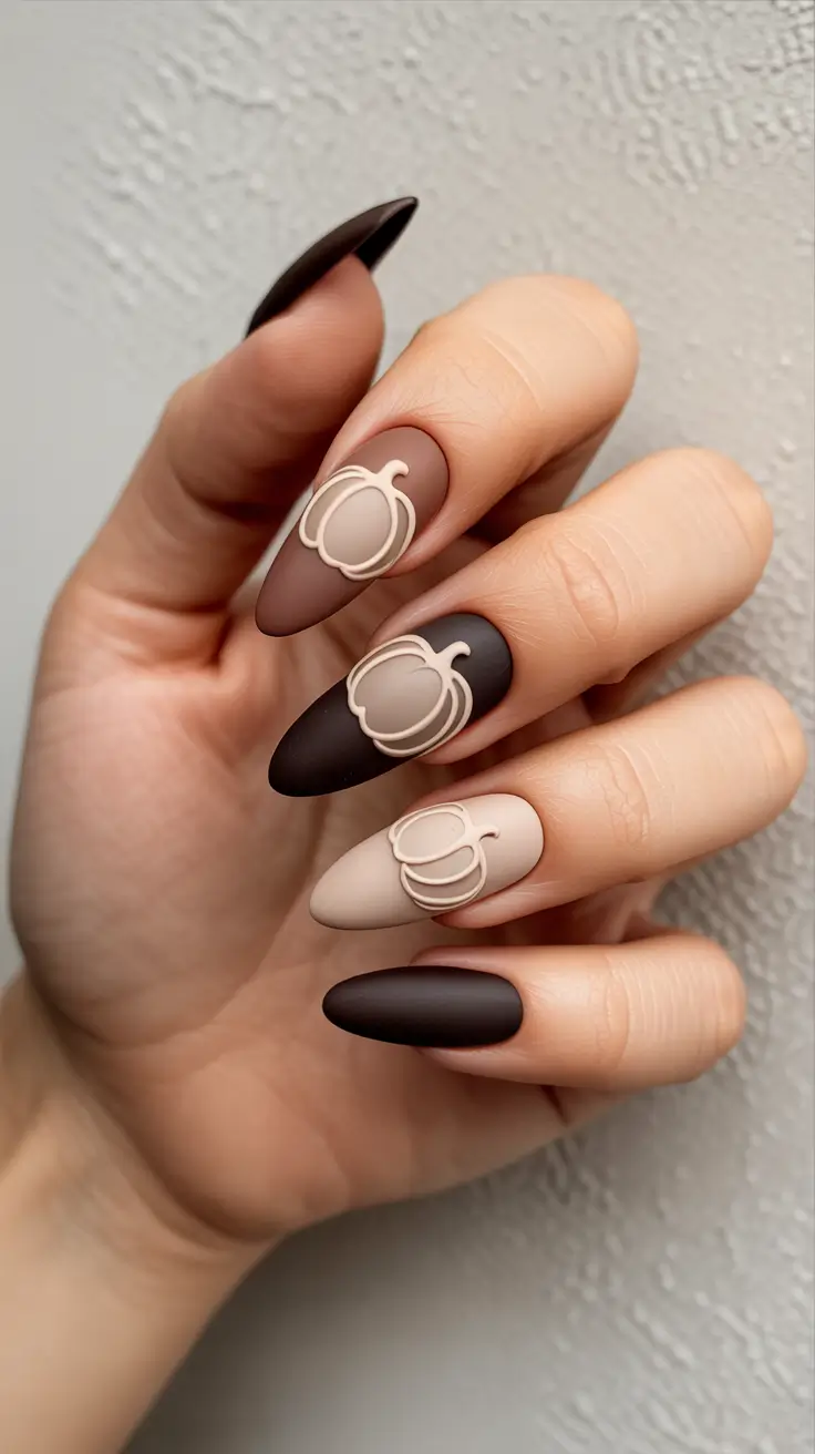 Fall Nails with 3D Effects 2025 Pumpkin Patch Charm