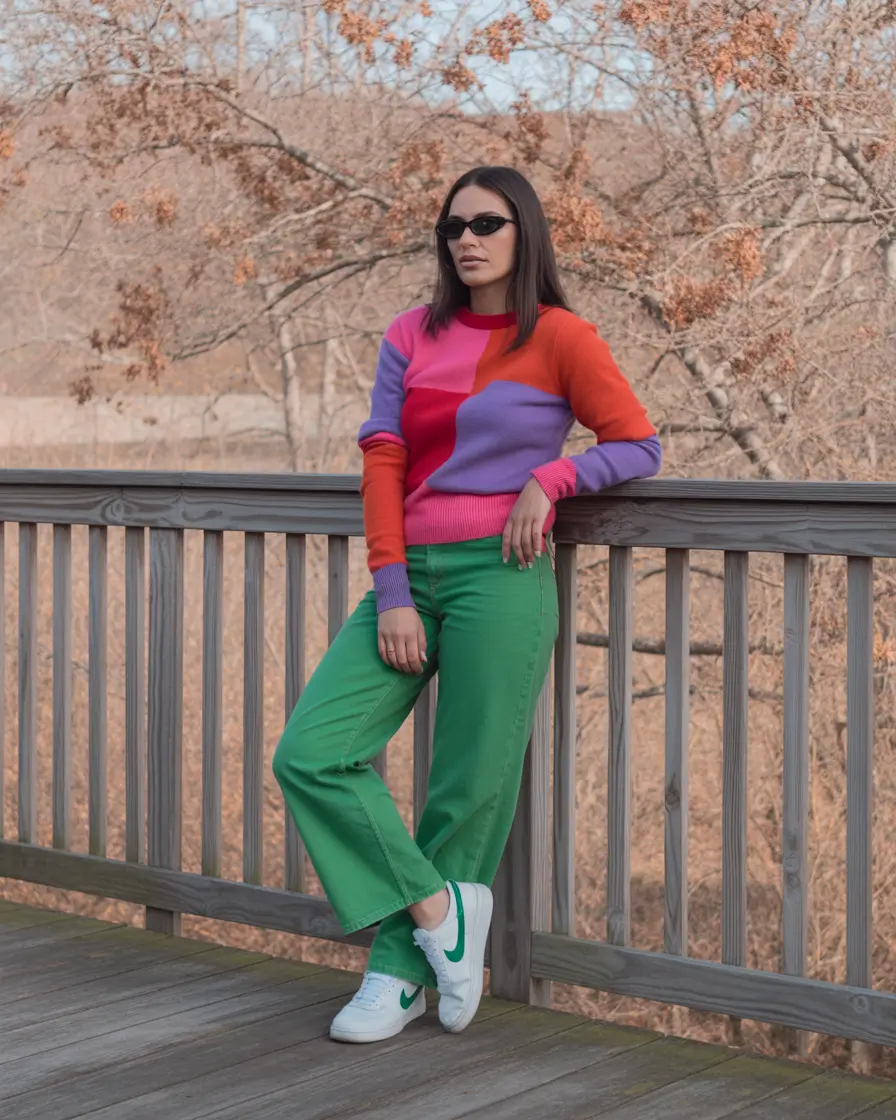 fall winter outfits 2025 Color-Blocked Casual Perfection