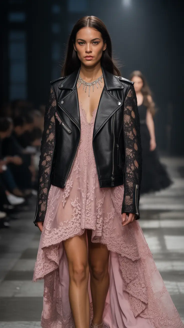 fall winter outfits 2025 Lace and Leather: The Unexpected Romance