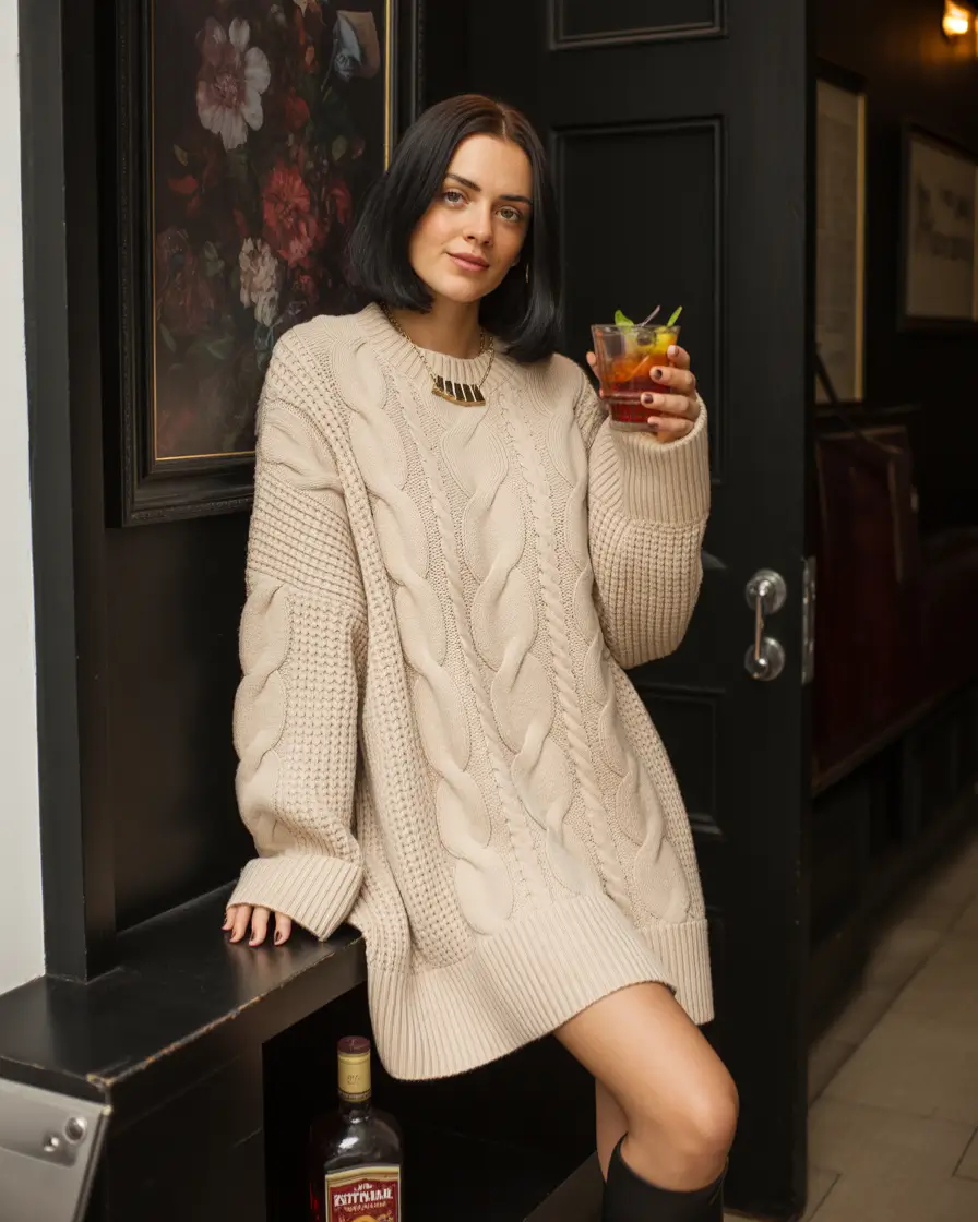 fall winter outfits 2025 Cable-Knit Indulgence