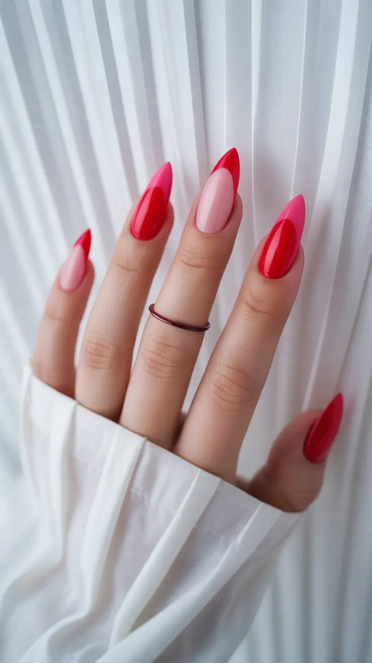 Fall Winter Nail Colors 2025-2026 Candy Apple and Flamingo French