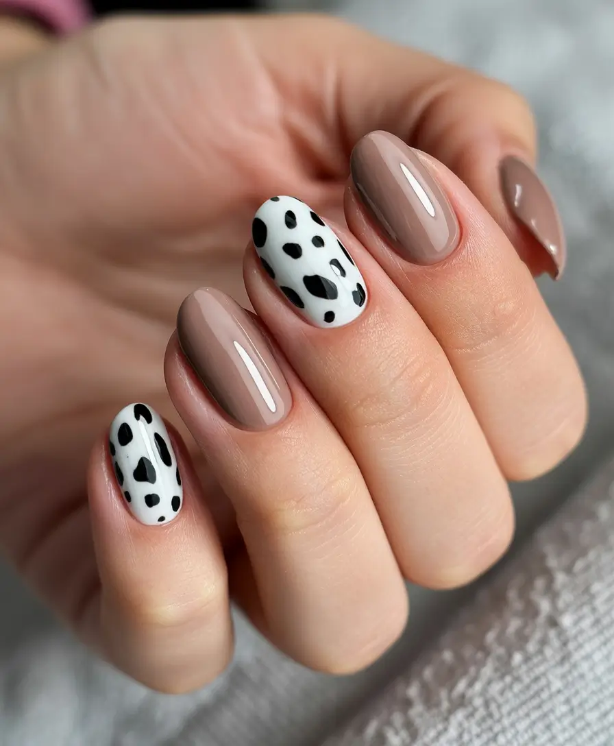 Fall Winter Nail Colors 2025-2026 Muted Gloss Meets Dalmatian Dots