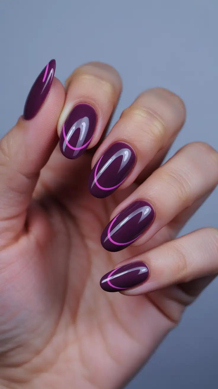plum-nails-Glossy-Plum-with-Pink-Rhythm