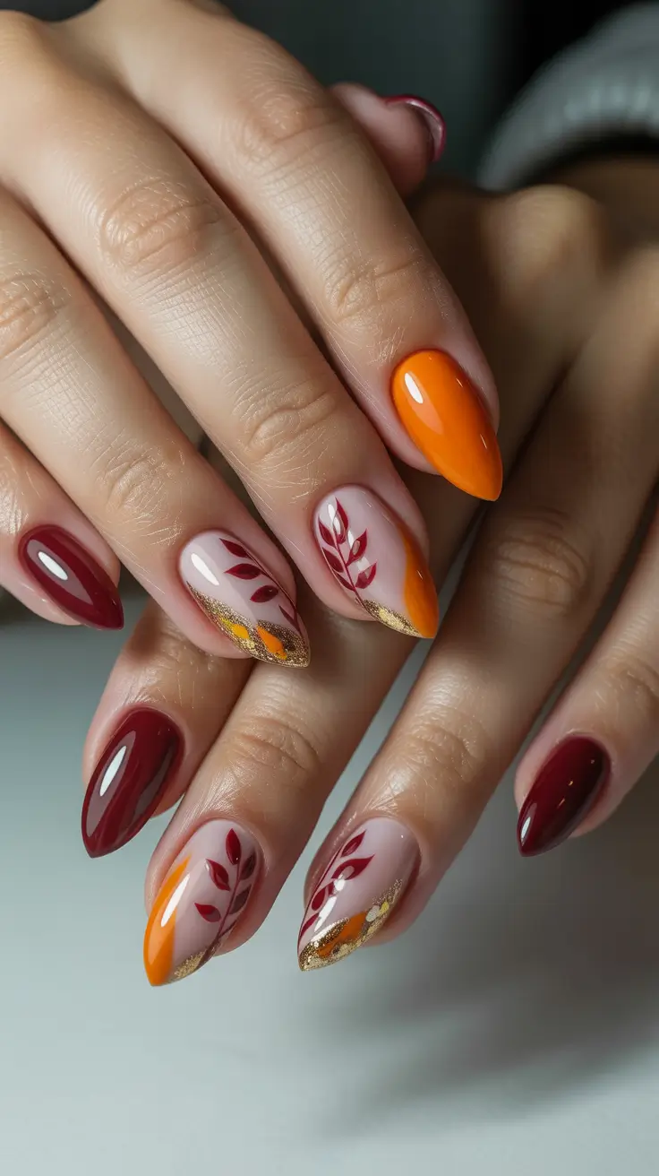 Fall Winter Nail Colors 2025-2026 Autumn Fire and Foil Elegance