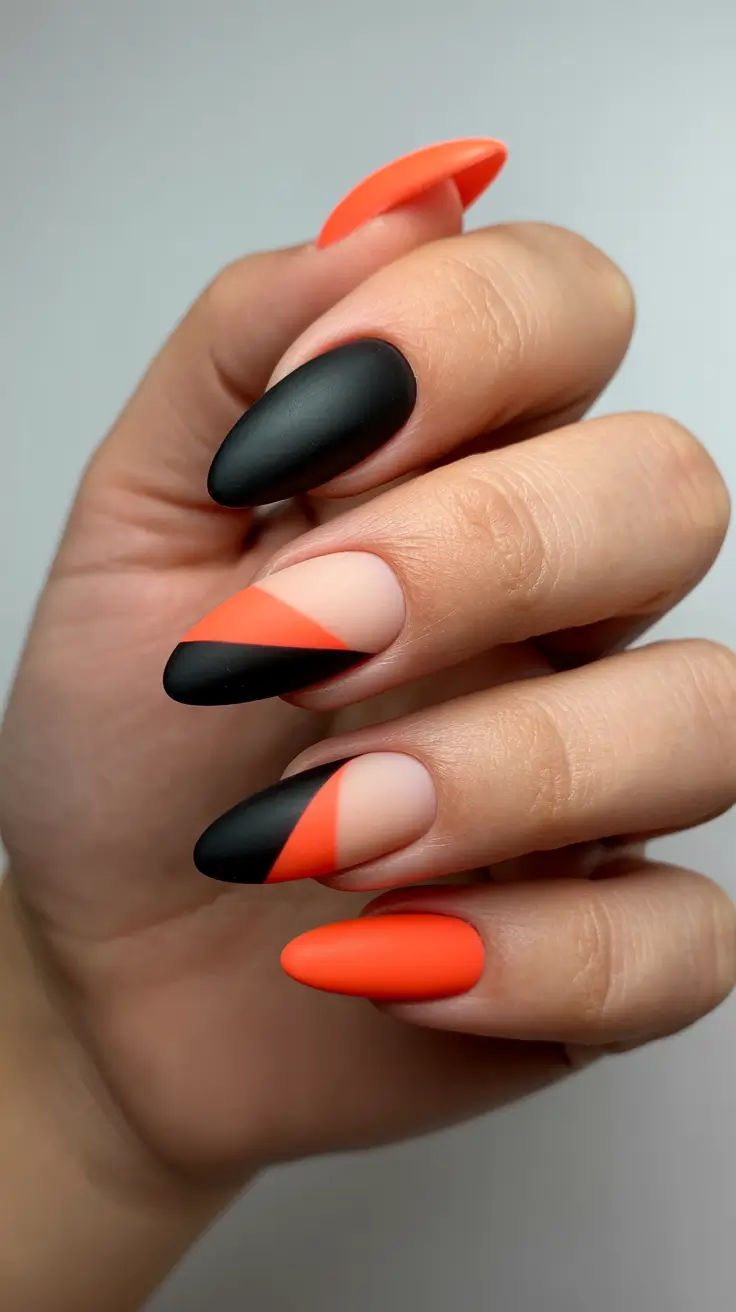 Modern Geometric Nails for Fall 2025 Matte Pumpkin Angles
