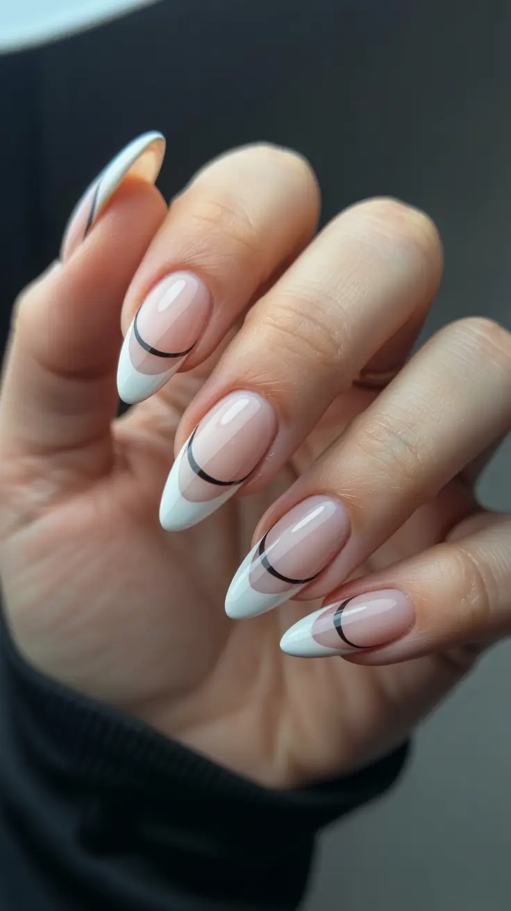 Modern Geometric Nails for Fall 2025 Modern French with a Graphic Curve