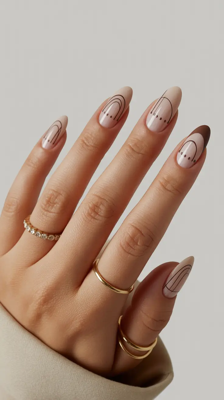 Modern Geometric Nails for Fall 2025 Neutral Geometry with Fine Lines