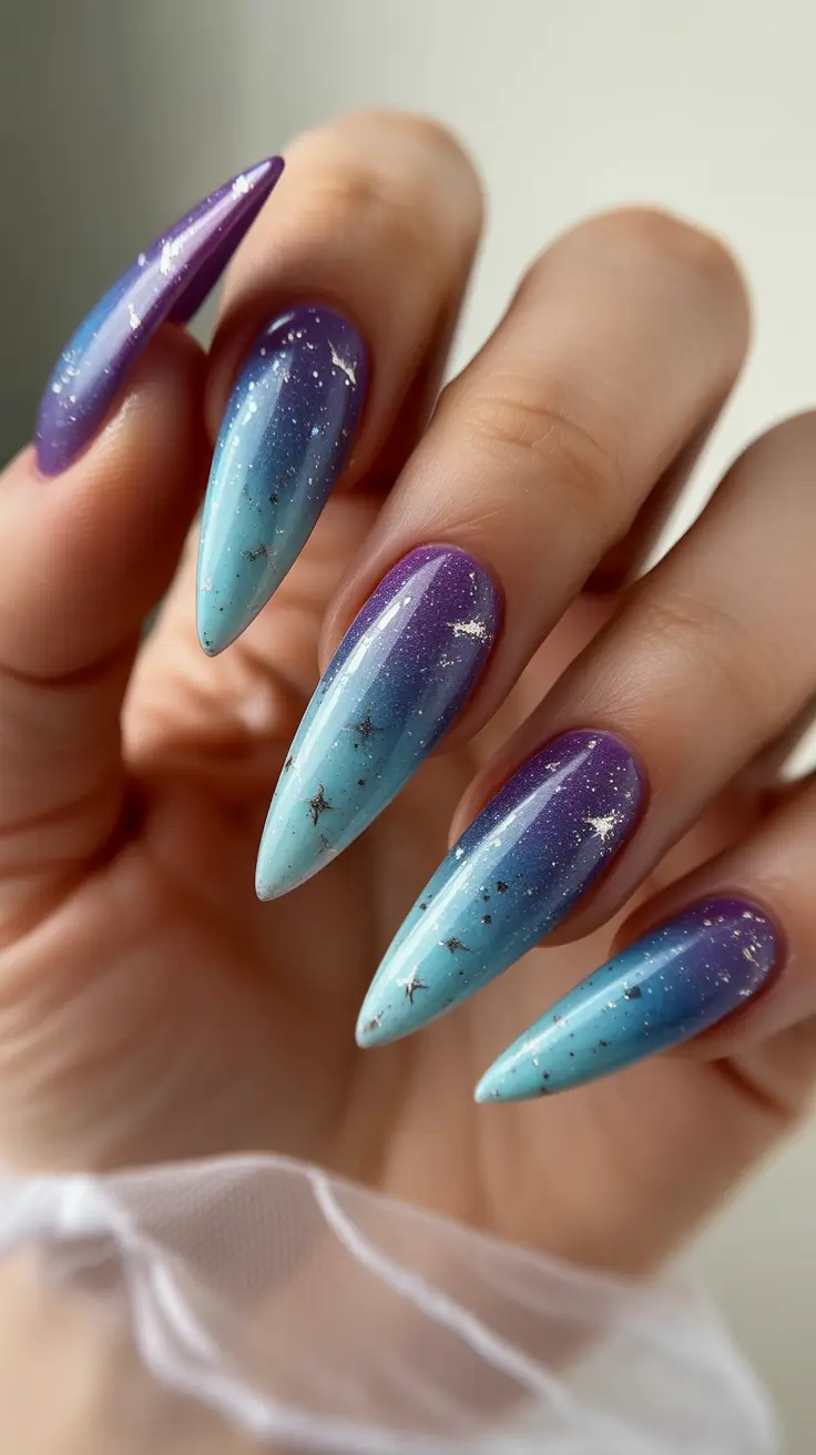 Ombré Fall Nail Designs 2025 Celestial Ombré: Where Twilight Meets Ice