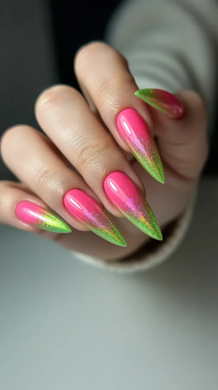 Ombré Fall Nail Designs 2025 Neon Orchard: Bold Meets Botanical