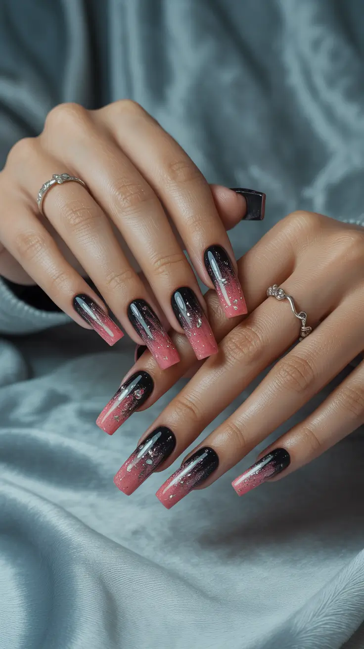 Ombré Fall Nail Designs 2025 Galaxy Noir: Spacecore Vibes, but Make it Fall