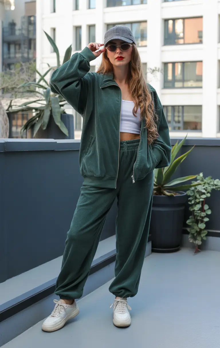 winter outfits aesthetic 2025-2026 Velvet Green Retro Revival