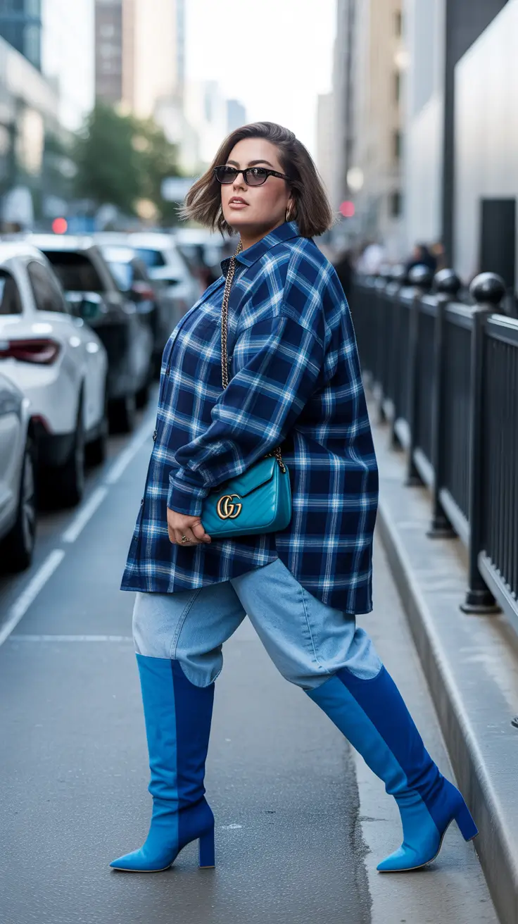 plus size winter outfits 2025-2026 Plaid with a Twist