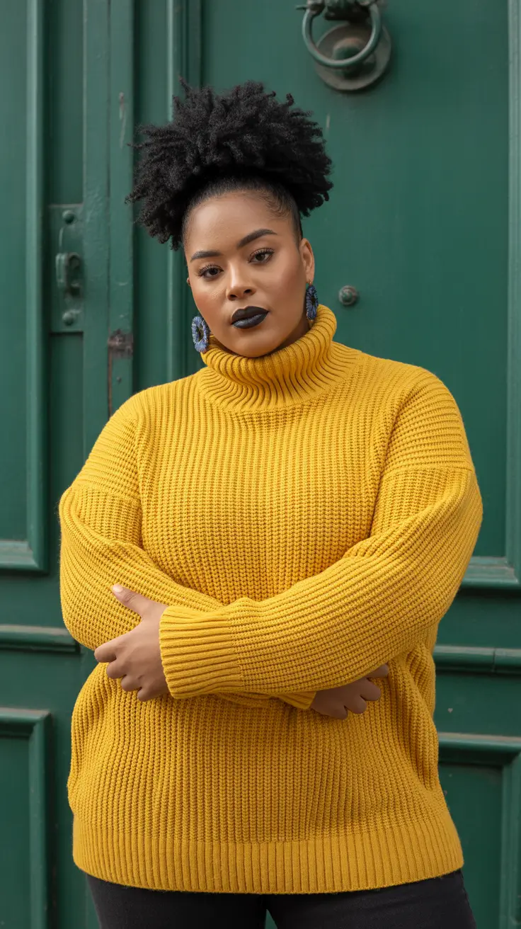 plus size winter outfits 2025-2026 Golden Knit Confidence