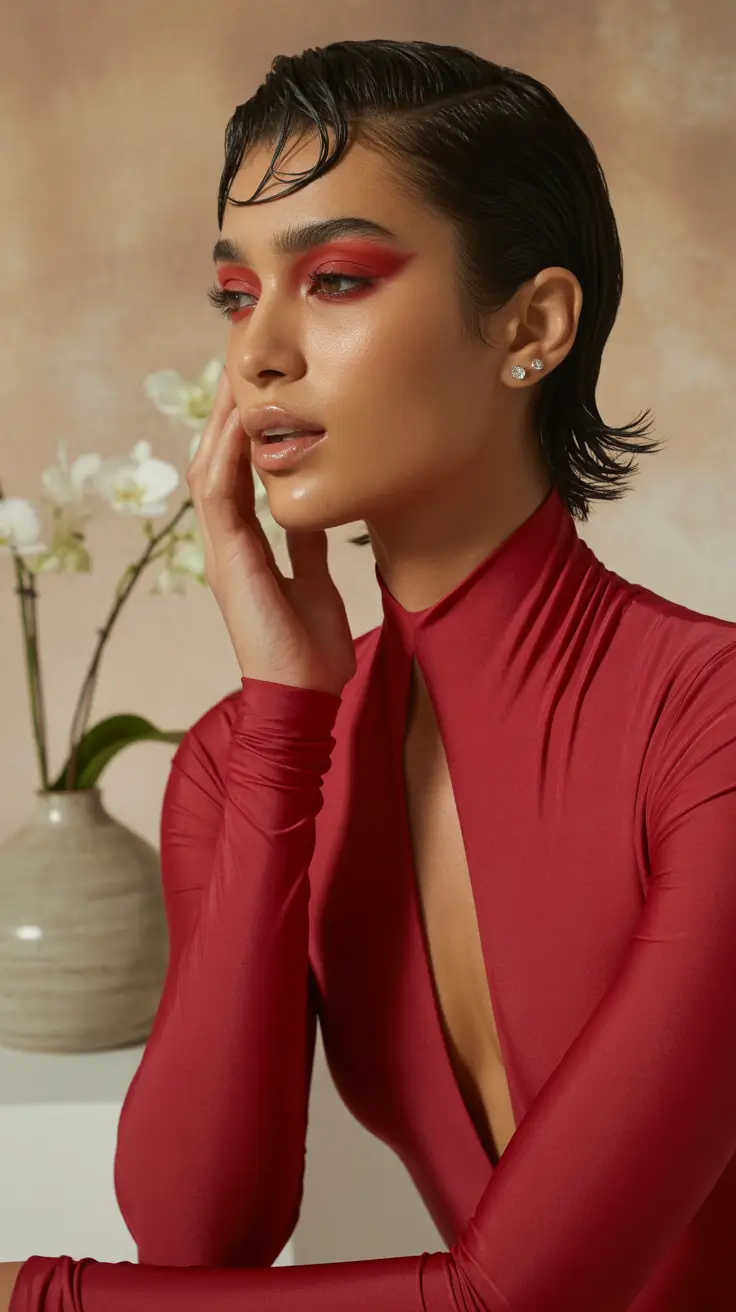 short winter haircuts 2025-2026 Glossy Wet Look Pixie-Wolf Hybrid