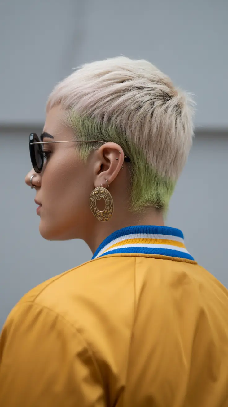 short winter haircuts 2025-2026 Pixie with Neon Undercut