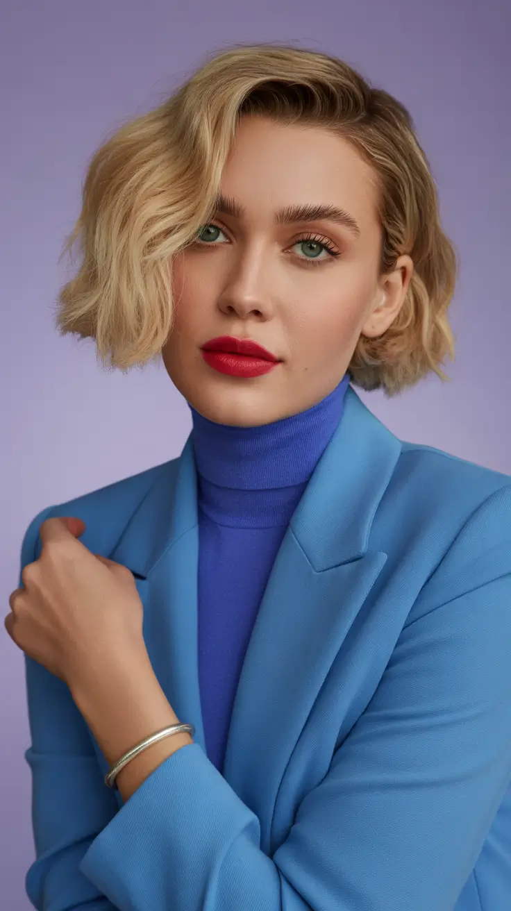 short winter haircuts 2025-2026 Side-Swept Blonde Crop