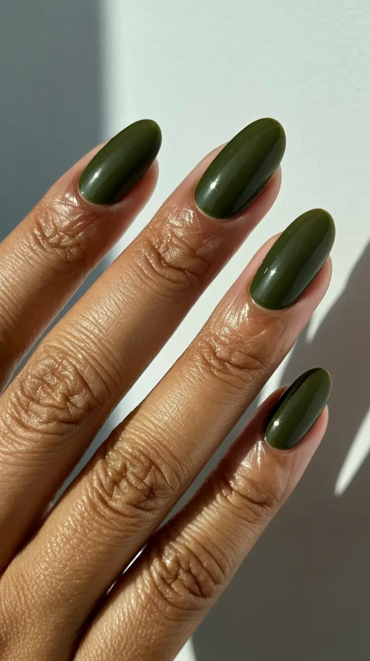 fall-winter-nails-2025-2026-Deep-Olive-Simplicity
