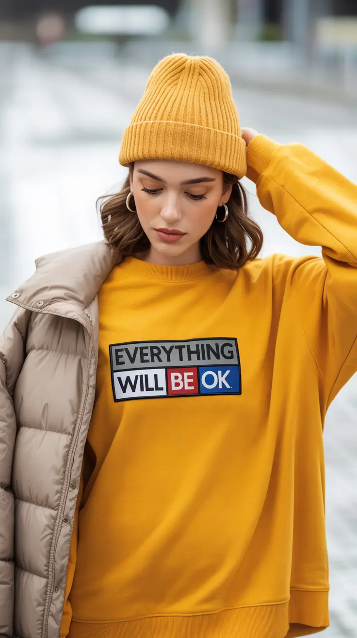 winter fashion outfits 2025-2026 Pop of Positivity in Mustard Yellow
