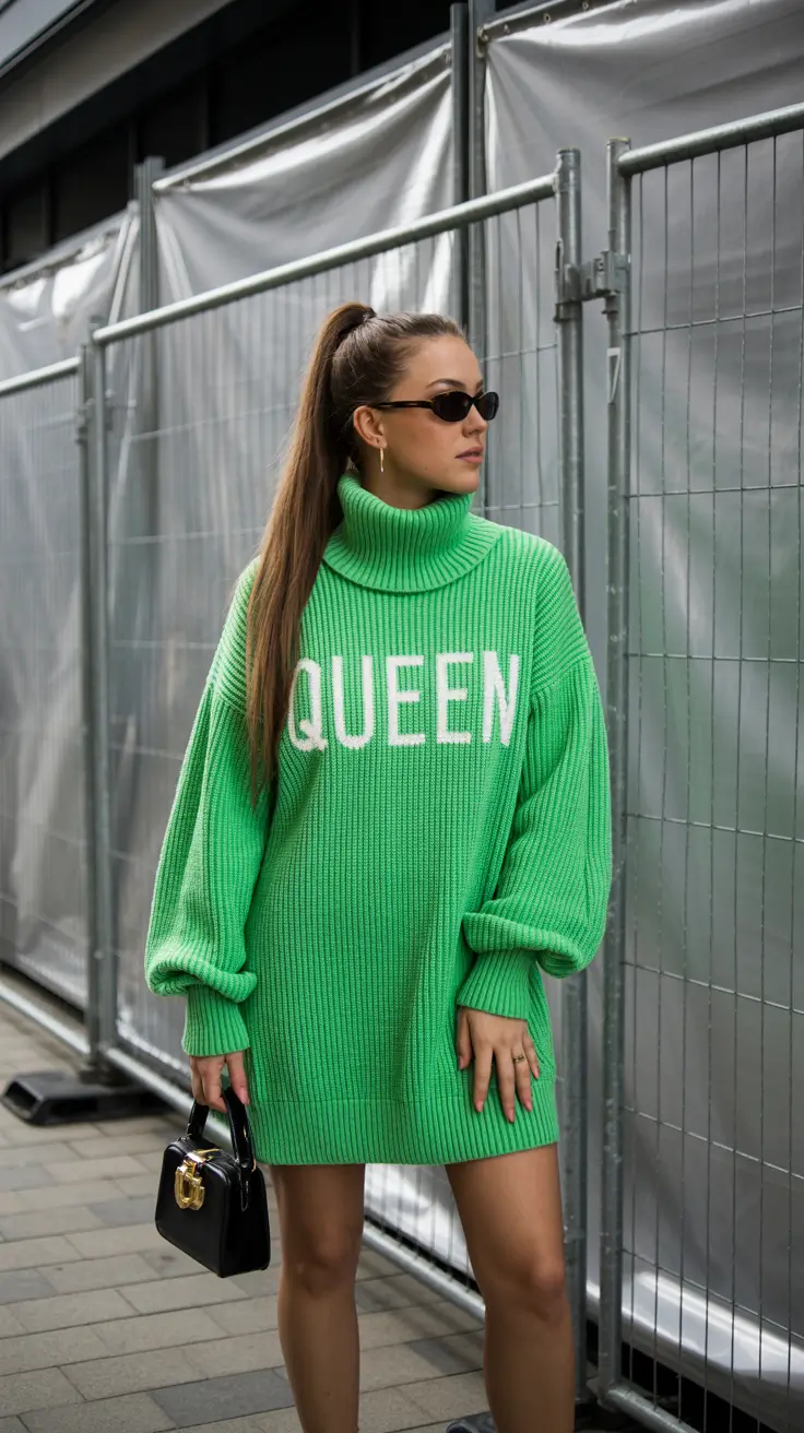 winter fashion outfits 2025-2026 Street Queen Energy in Neon Knit