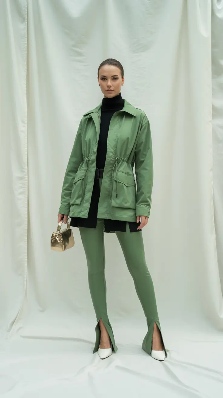 winter fashion outfits 2025-2026 Olive Edge: Urban Softness Meets Utility