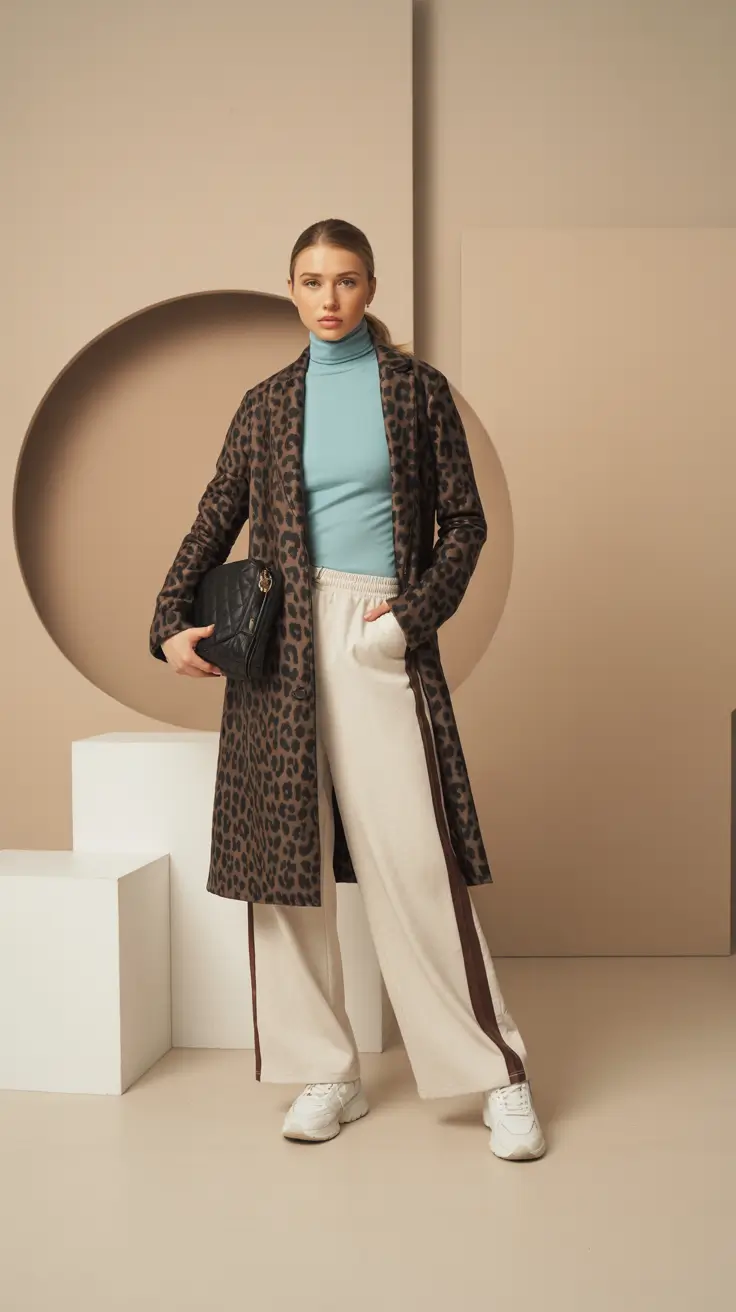 winter fashion outfits 2025-2026 Leopard Luxe Meets Loungewear Ease