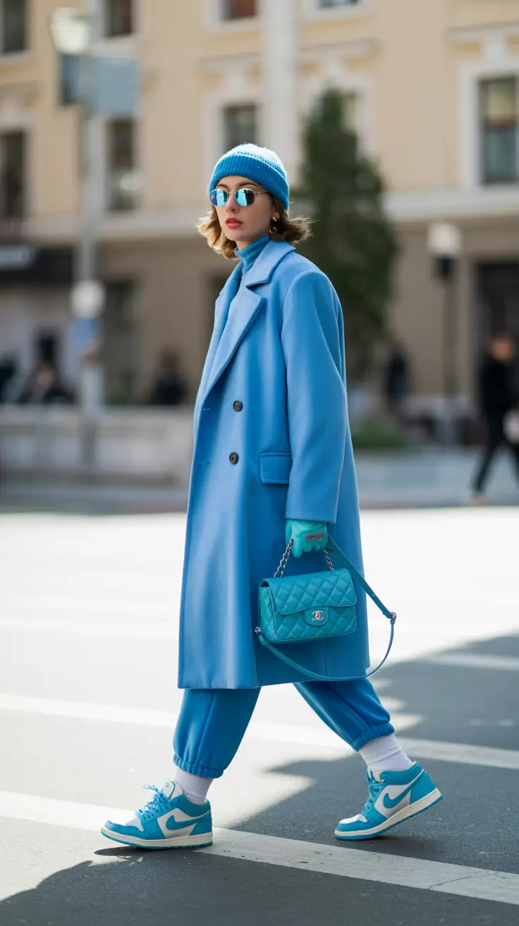 winter fashion outfits 2025-2026 Blue Monochrome That Pops on Cold Streets