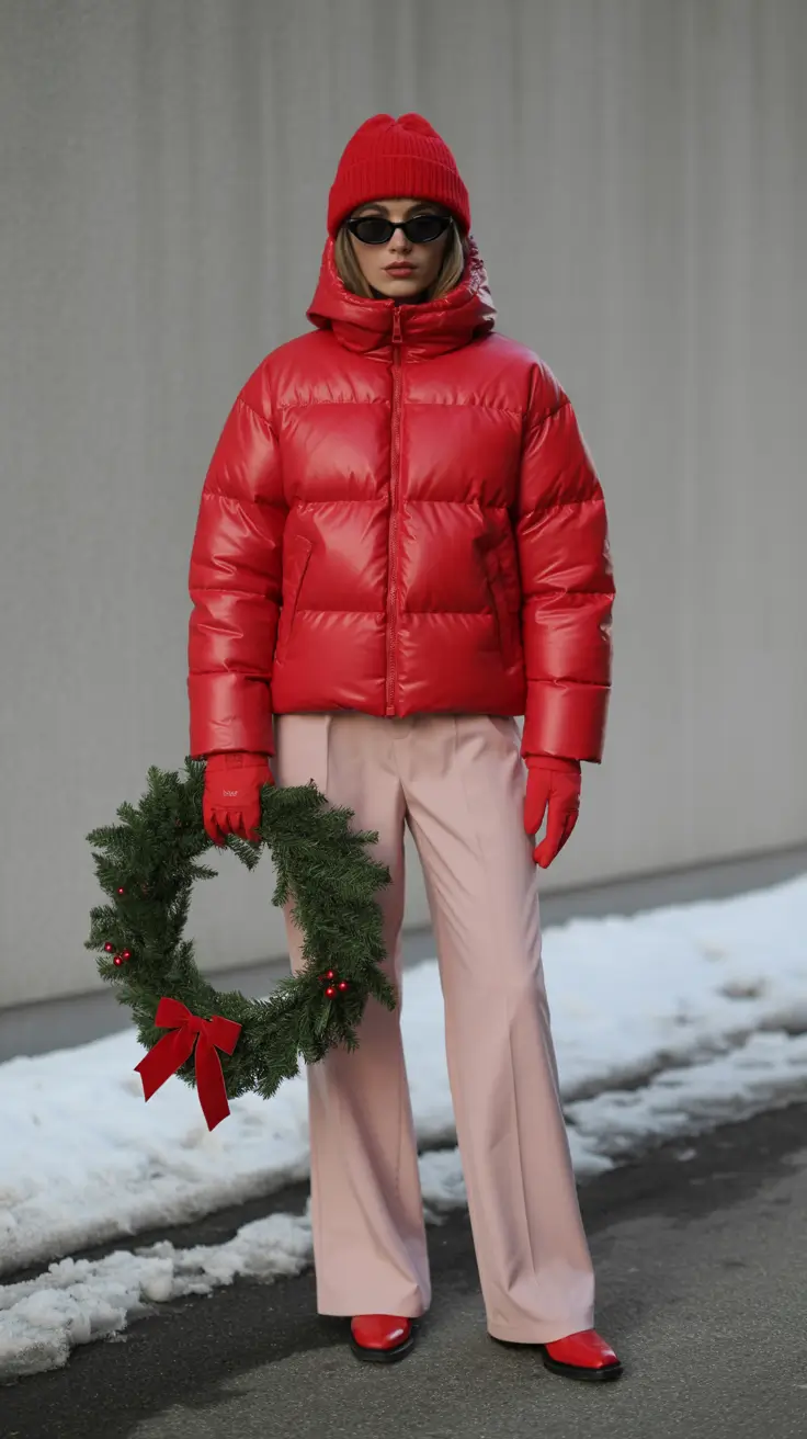 winter fashion outfits 2025-2026 Cherry Red Holiday Energy