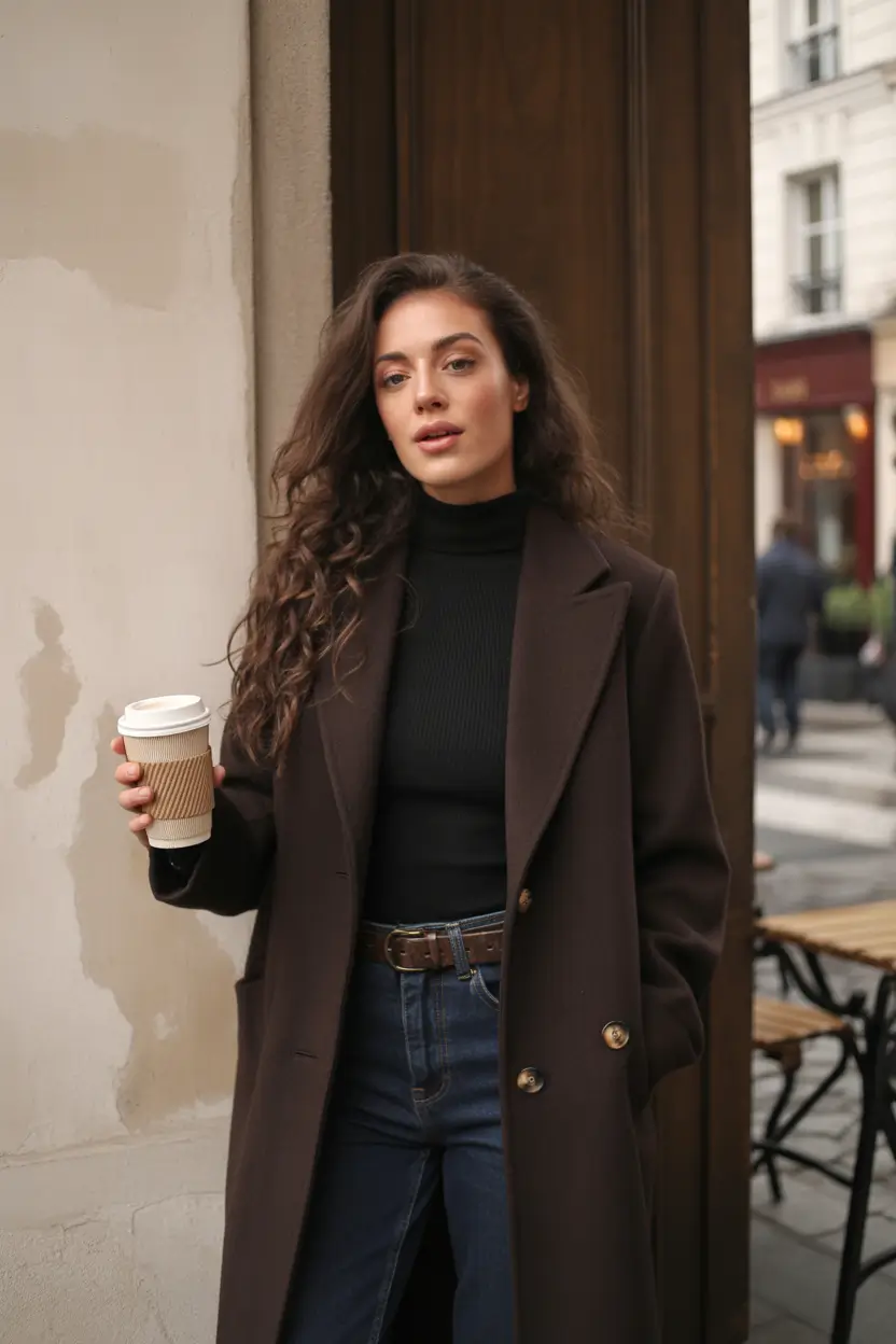 trendy winter outfits 2025/2026 Deep Chocolate Mornings in the City