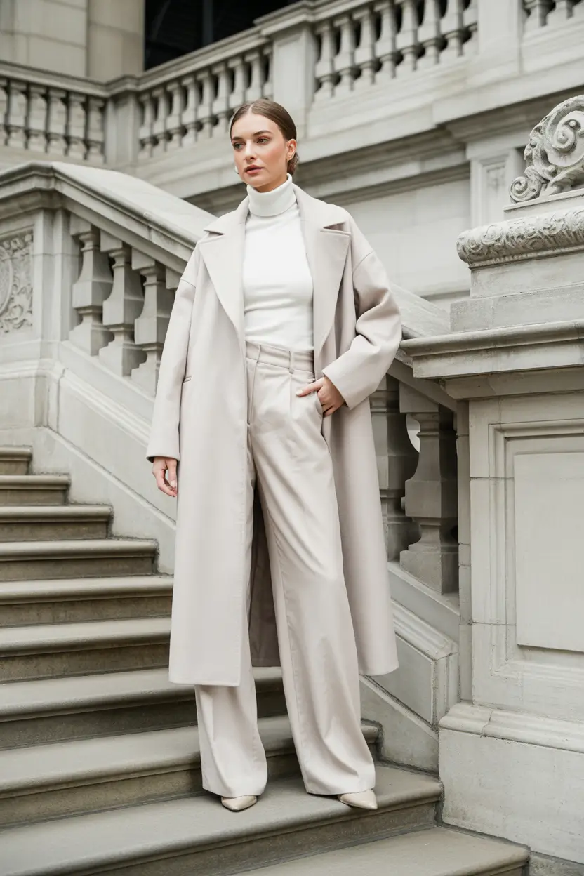 trendy winter outfits 2025/2026 Power Neutrals in Cream Monochrome