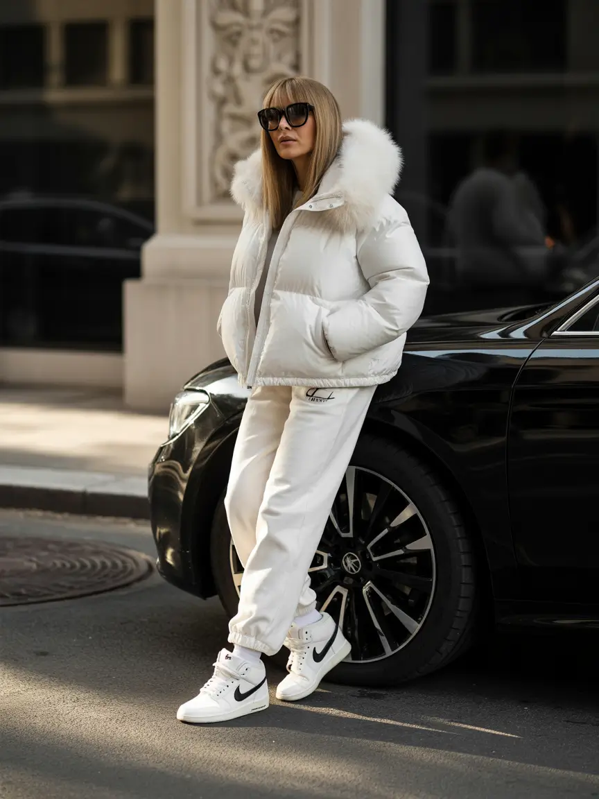 trendy winter outfits 2025/2026 Snow-Day Luxe in White-on-White