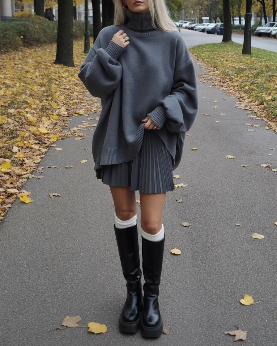 trendy winter outfits 2025/2026 Gray-Scale Girlcore With a Preppy Twist