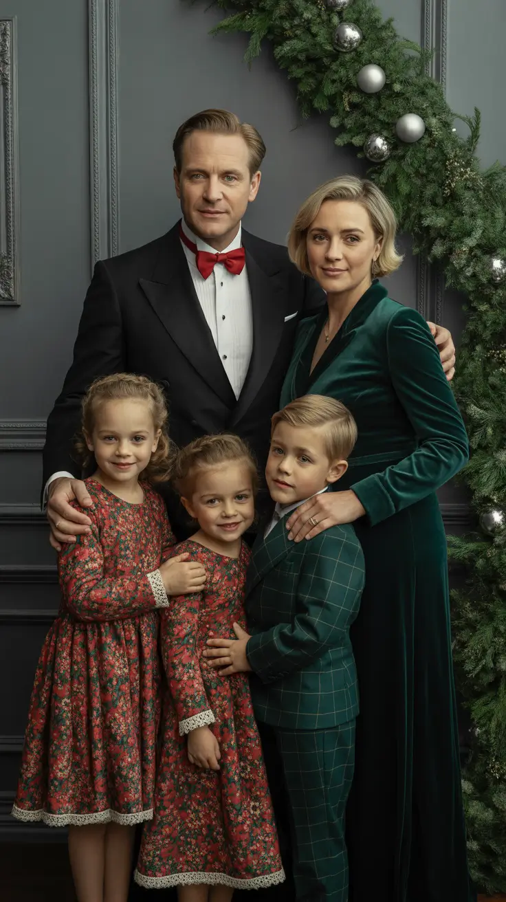winter family photo outfits 2025-2026 Dapper Family in Profound Classic Colors