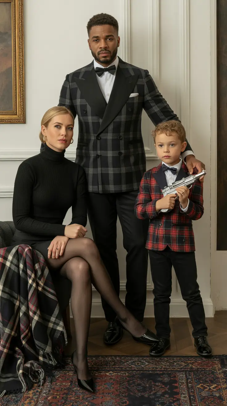 winter family photo outfits 2025-2026 Contemprary Effect Monochrome with a Twist