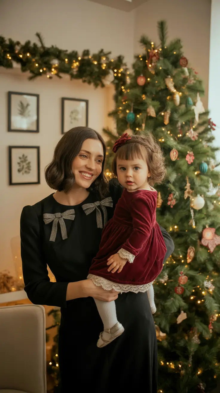 winter family photo outfits 2025-2026 Vintage-Inspired Velvet for Two