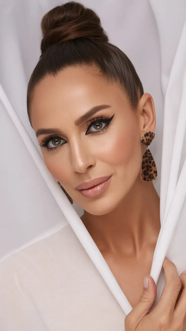 winter hairstyles and color for women over 50 2025-2026 High Bun Drama