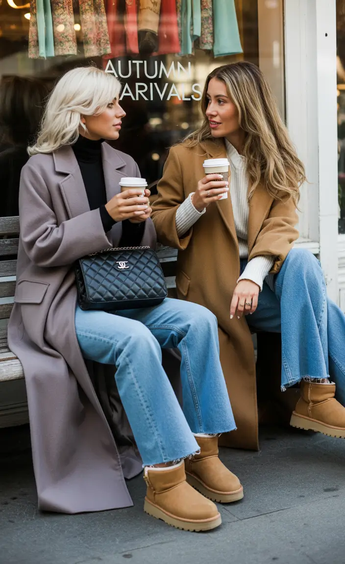 uggs outfit 2025-2026 Coffee Run Chic: Timeless Coats and the Wide-Leg Revival