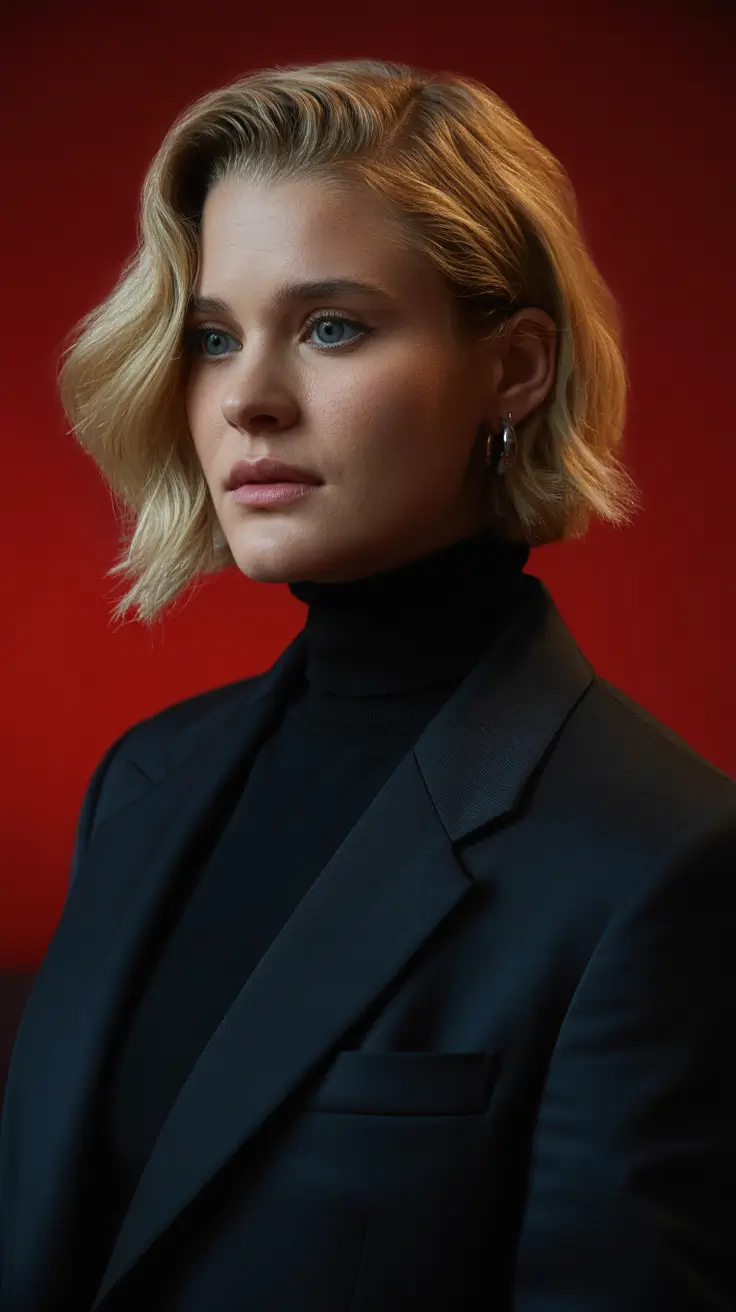 winter bob haircuts 2025-2026 Polished Waves with Modern Edge