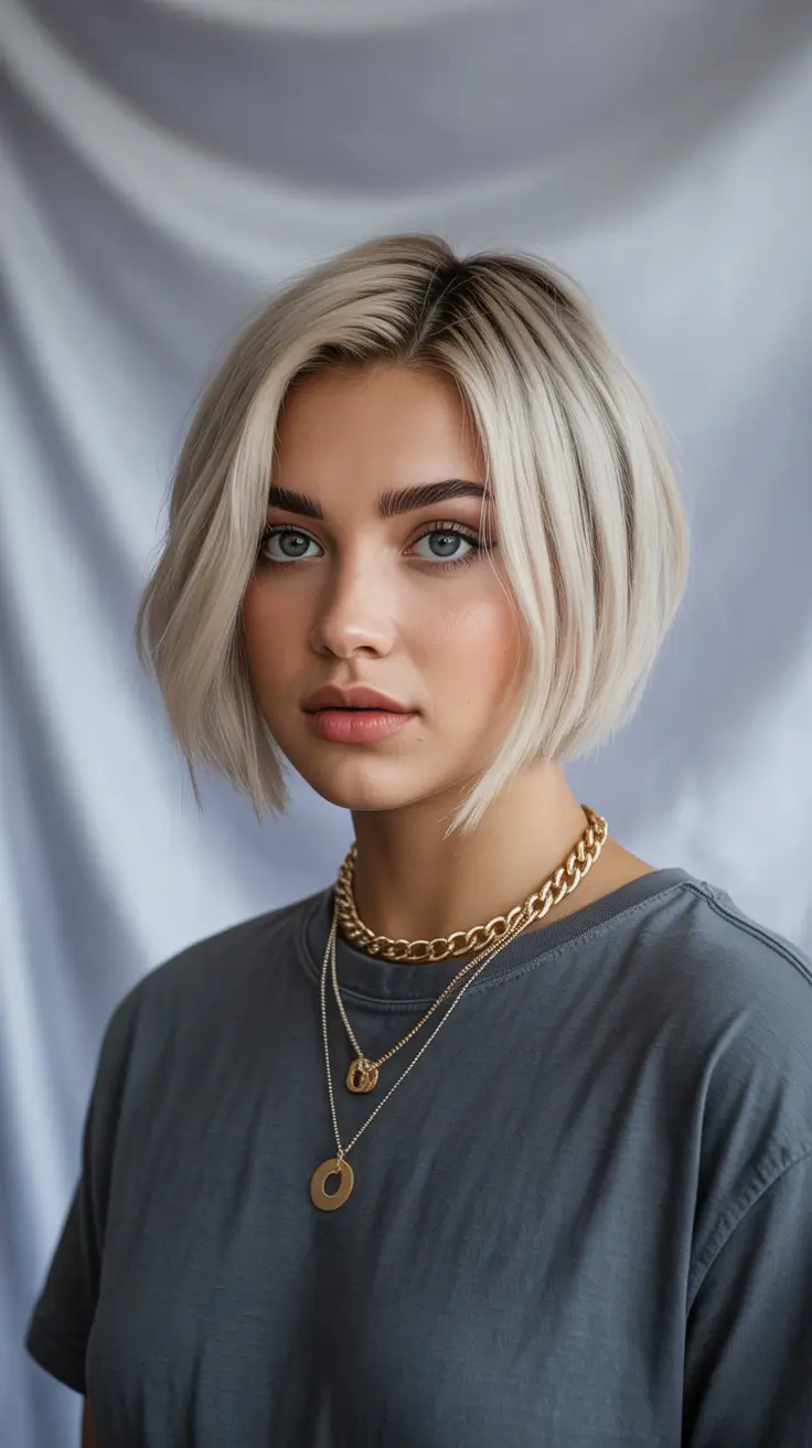 winter bob haircuts 2025-2026 Platinum Tousled Bob