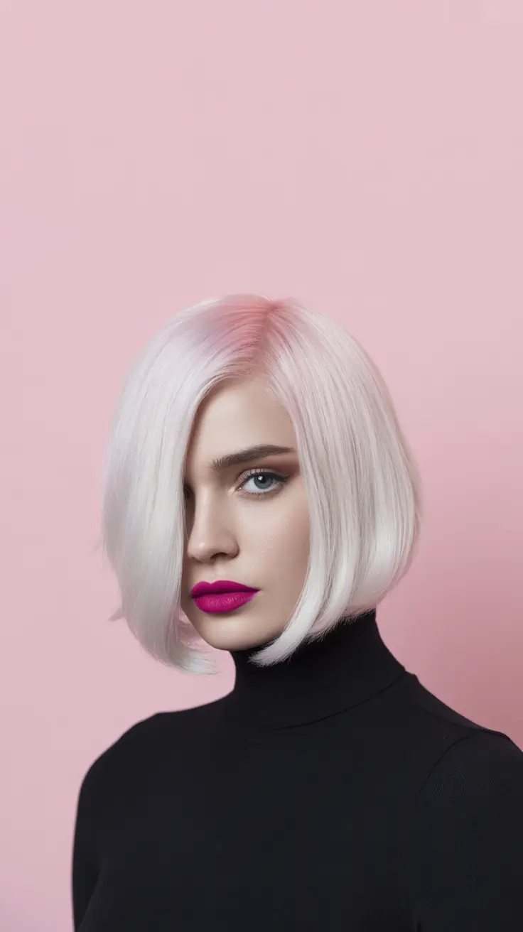 winter bob haircuts 2025-2026 Frosted Pink Bob