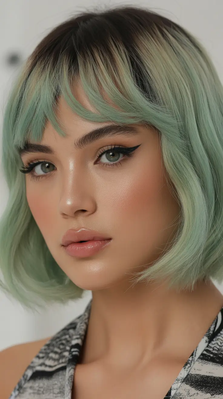 winter bob haircuts 2025-2026 Playful Color Meets Chic Shape