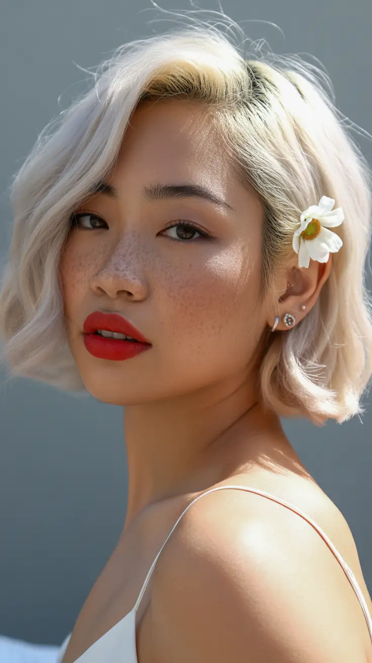 winter bob haircuts 2025-2026 Platinum Waves with Playful Charm