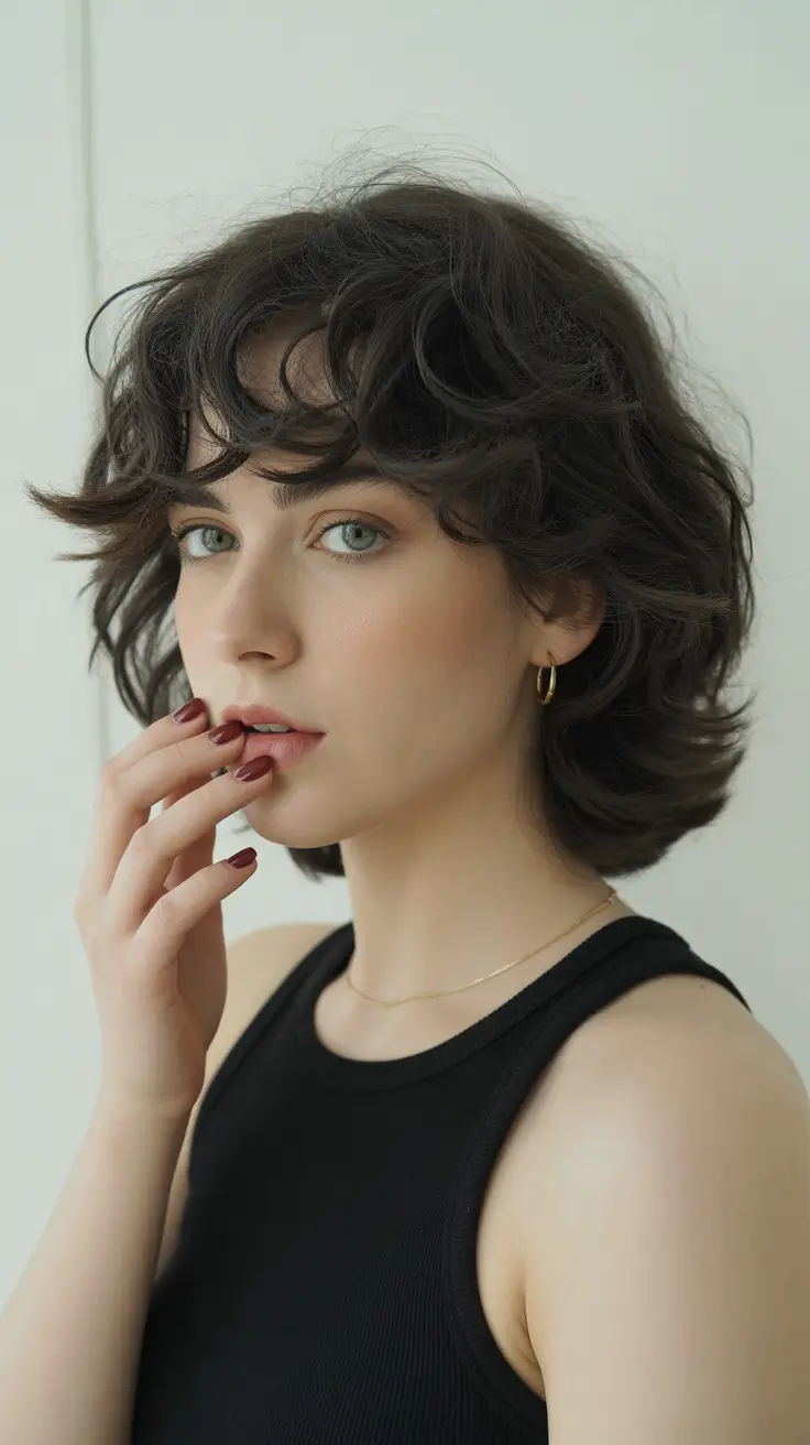 winter bob haircuts 2025-2026 Shaggy Layers with Soft Bangs