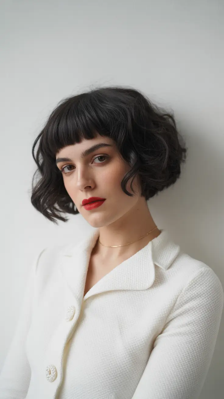 winter bob haircuts 2025-2026 Classic French Bob with Micro Bangs