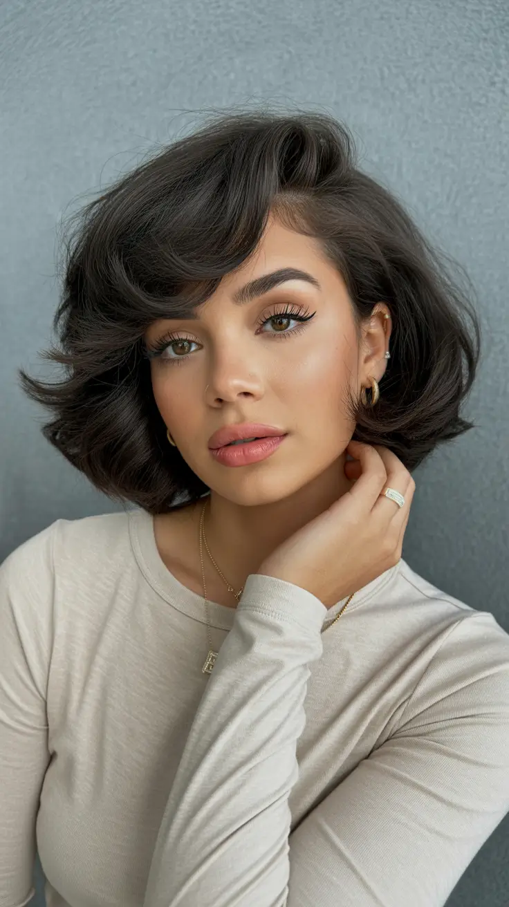 winter bob haircuts 2025-2026 Voluminous Curls with Retro Flair