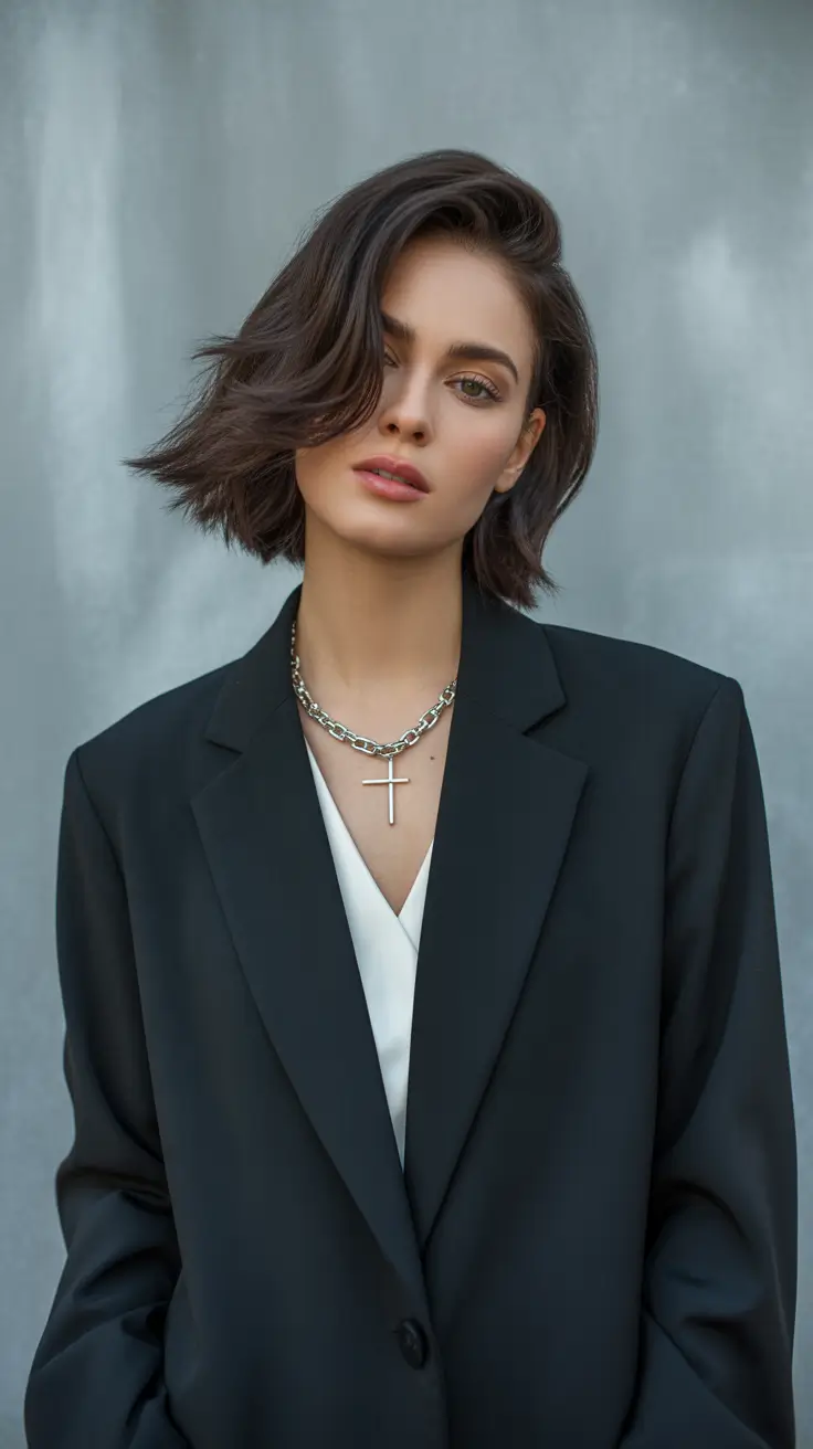 winter bob haircuts 2025-2026 Textured Side-Part Bob