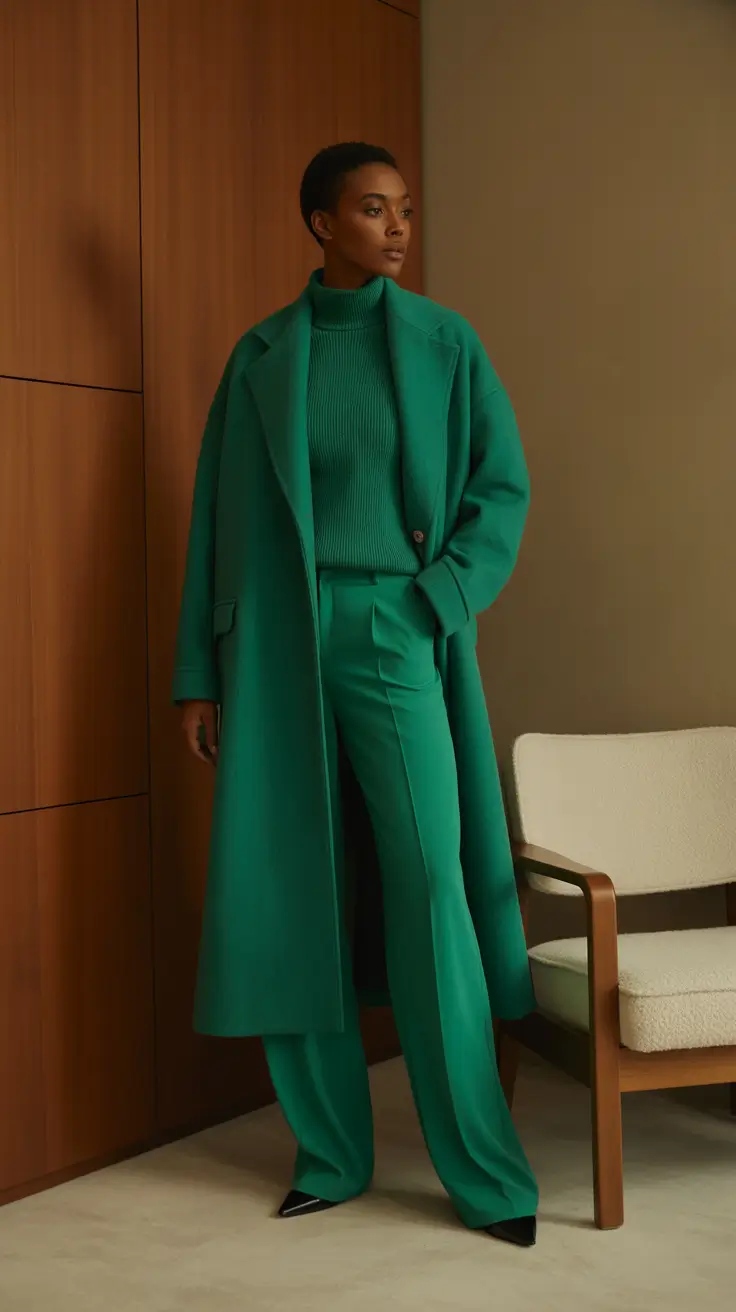 winter capsule wardrobe 2025-2026 Monochrome Emerald Confidence