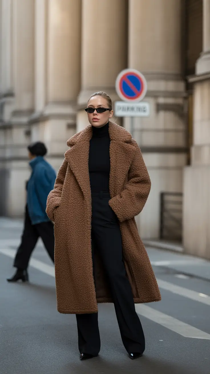 winter capsule wardrobe 2025-2026 Teddy Coat Statement