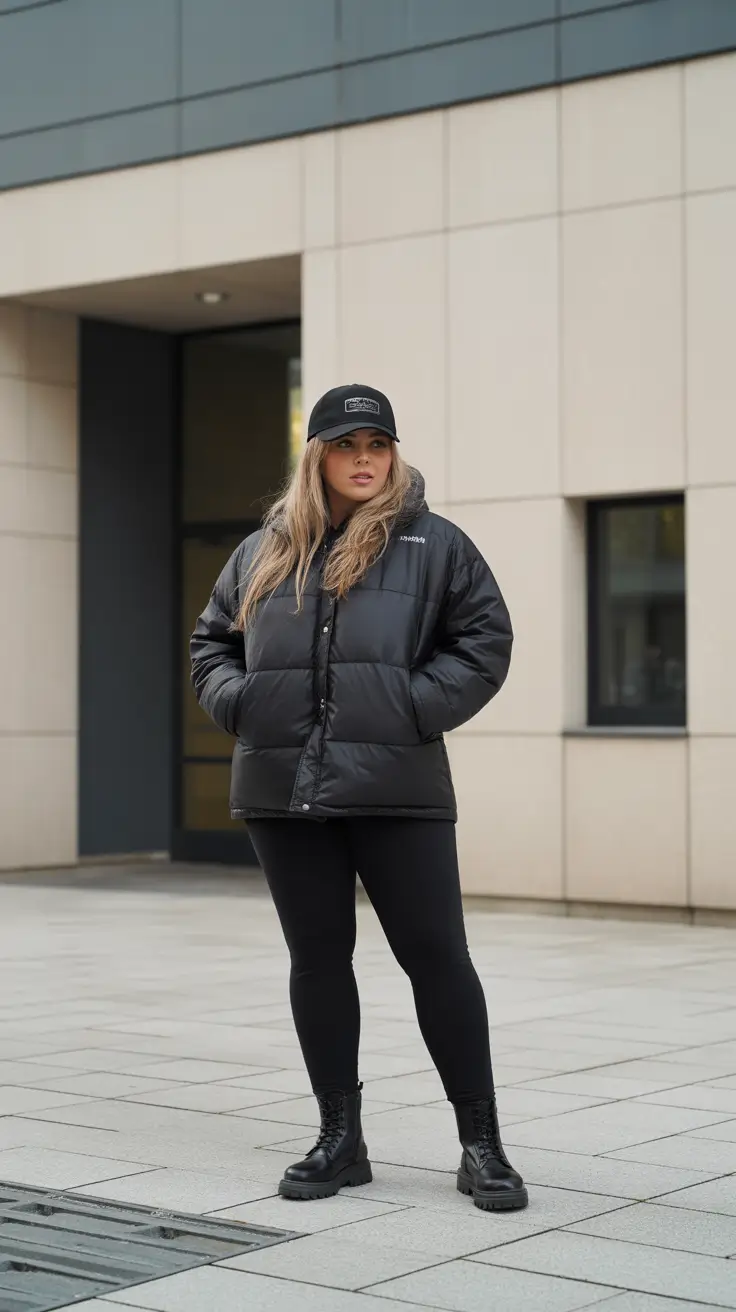 curvy winter outfits 2025-2026 All-Black Streetwear With an Edge